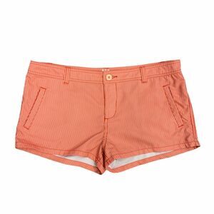 RVCA Hybrid Shorts Women 30 Satin Smooth 2 in Inseam Orange Pin Stripe Beachwear